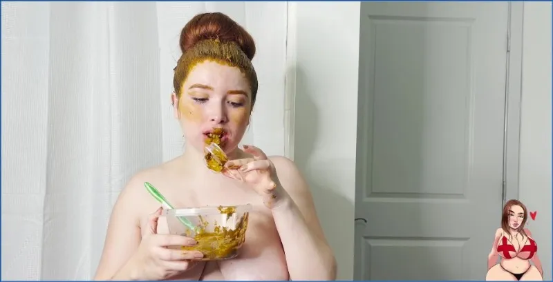 GingerCris kör sin smutsiga sminkrutin med bajssmetande - fetischvideo