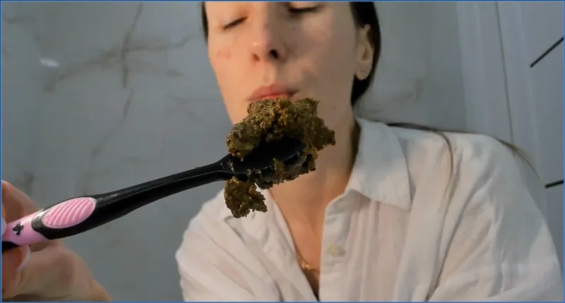 OksiLove borstar tänderna med bajspasta - fetischvideo